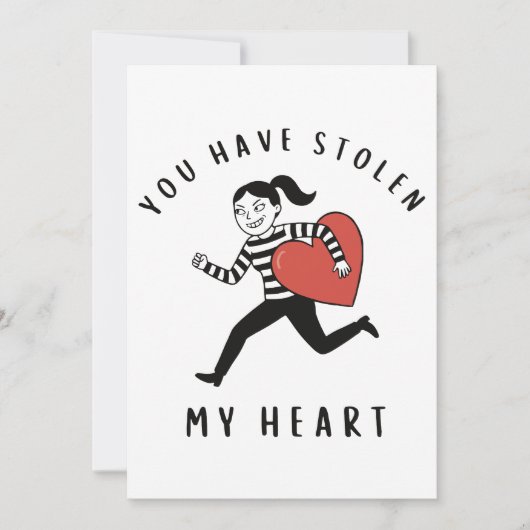 あなたを盗んだ 私のハート 面白い泥棒 バレンタイン シーズンカード (正面)