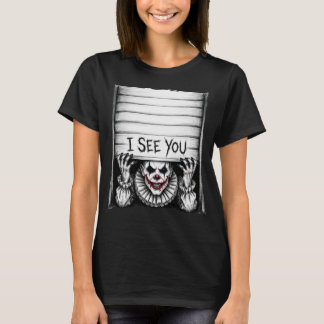 あなたを見ています - 怖いピエロのハロウィーン ホラーTシャツ Tシャツ