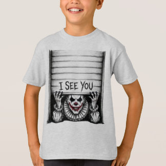 あなたを見てる - 怖いピエロのハロウィーン ホラーTシャツ Tシャツ