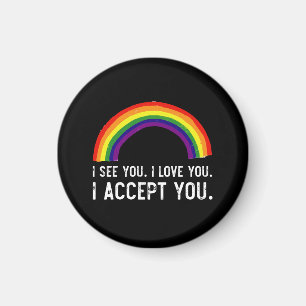 あなたを見て愛して受け入れる ゲイ プライド LGBT Tシャツ マグネット