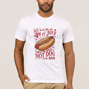 あなたを見ると7月4日がホットドッグが食べたくなる Tシャツ