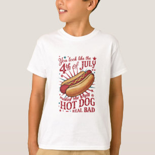 あなたを見ると7月4日がホットドッグが食べたくなる Tシャツ