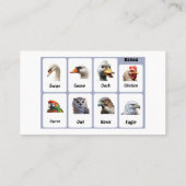 あなたを驚かせる16匹の動物を発見 名刺 (裏面)