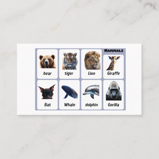 あなたを驚かせる16匹の動物を発見 名刺 (正面)