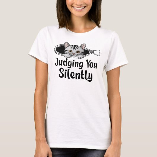 あなたを黙って見ているネコ Tシャツ (正面)