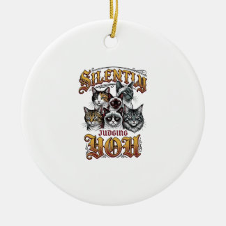 あなたを黙って見ているヴィンテージ・キャットグラフィックTシャツ_1 セラミックオーナメント