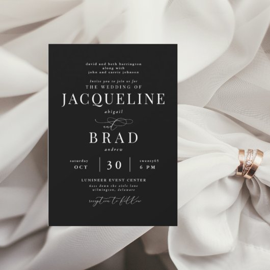 あなたエレガントの黒い親結婚の 招待状