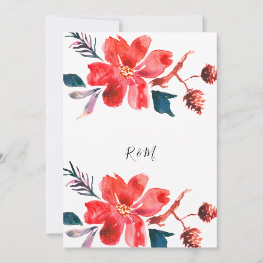 あなたシンプルへのフローラの白い招待 招待状 (裏面)