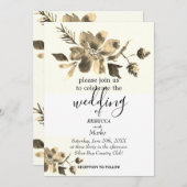 あなたシンプルへのフローラの白い招待 招待状 (正面/裏面)