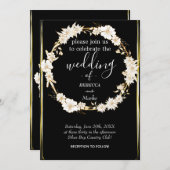 あなたシンプルへの金ゴールドの白い招待 招待状 (正面/裏面)