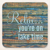 あなたリラックスは湖の時間の引用文 スクエアペーパーコースター (正面)