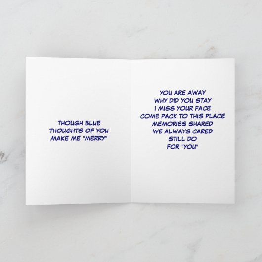 あなた以外の青のためのクリスマスの詩 シーズンカード (内部)