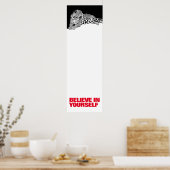 あなた信じ自身の白黒レオパードポップ・アートのアート ポスター (キッチン)