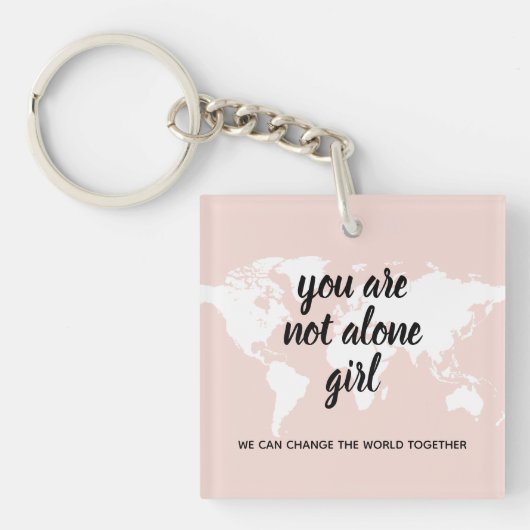 あなた前向きは一人の女の子モチベーション引用文 キーホルダー (正面)