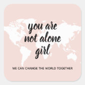 あなた前向きは一人の女の子モチベーション引用文 スクエアシール (正面)