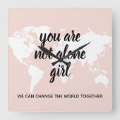 あなた前向きは一人の女の子モチベーション引用文 スクエア壁時計 (正面)