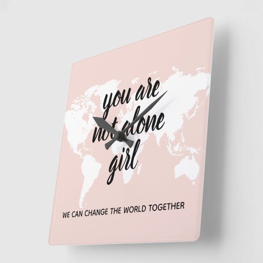 あなた前向きは一人の女の子モチベーション引用文 スクエア壁時計 (傾斜)