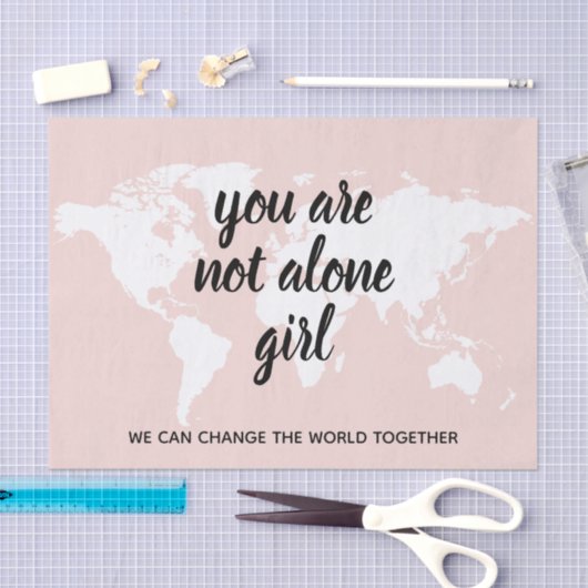 あなた前向きは一人の女の子モチベーション引用文 薄葉紙 (クラフト)