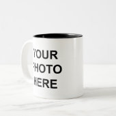あなた専有物を設計して下さい、あなた専有物をのあなたの写真ここに作成して下さい ツートーンマグカップ (正面左)
