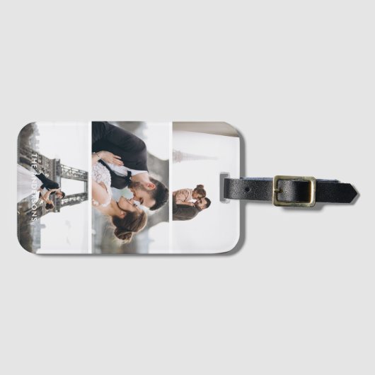 あなた専有物を-カスタムな3つの写真の休暇の記憶加えて下さい ラゲッジタグ (正面横)