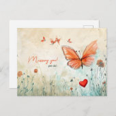 あなた恋しく思の蝶とハート シーズンポストカード (正面/裏面)