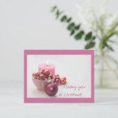 あなた恋しく思ピンクオーナメントクリスマスカード シーズンポストカード (スタンド正面)