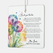 あなた感謝していの先生の退職dandelionの詩 セラミックオーナメント (左)