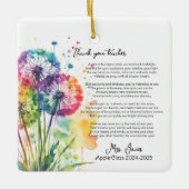 あなた感謝していの先生の退職dandelionの詩 セラミックオーナメント (正面)