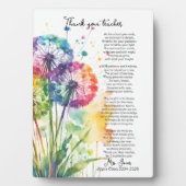 あなた感謝していの先生の退職dandelionの詩 フォトプラーク (正面)