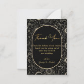 あなた感謝していは神秘的な黒金ゴールドの結婚写真カード ノートカード (正面)