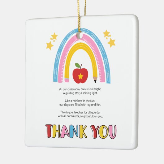 あなた感謝してい先生レインボーりんご星詩 セラミックオーナメント (左)