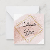 あなた感謝してい、クラシックスクリプト、赤面ピンクと金ゴールド ノートカード (正面)