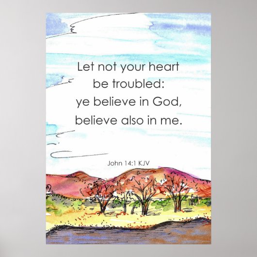 あなた方のハートを悩ませないでヨハネ14:1砂漠 ポスター (正面)