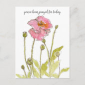 あなた祈のために宗教的なピンクのケシの花 ポストカード (正面)