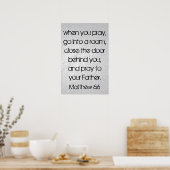 あなた祈の聖書の聖句マタイ6:6 ポスター (キッチン)