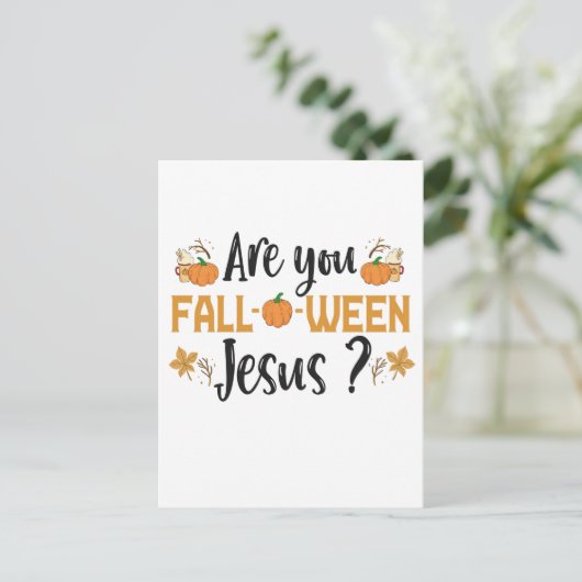 あなた秋の間イエスおもしろい秋ハロウィン ポストカード (スタンド正面)