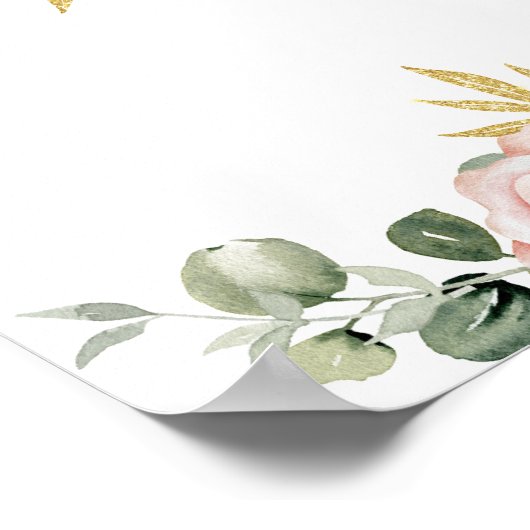 あなた空白の自身のネイビーブルー赤面ピンク花模様を追加 ポスター (角)