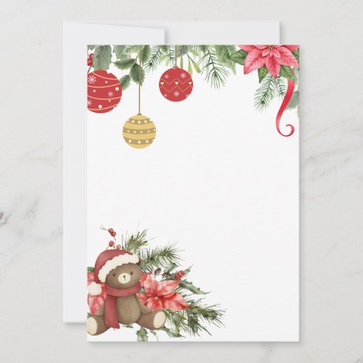 あなた空白の自身の冬のクリスマスレッドポインセチアを追加 招待状 (正面)