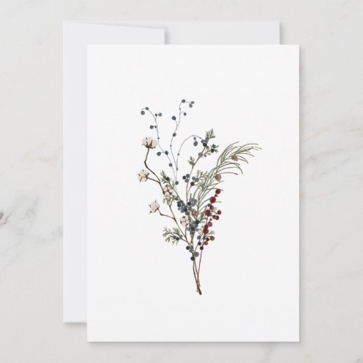 あなた空白の自身のWinterberry Bohoを追加素朴する 招待状 (裏面)