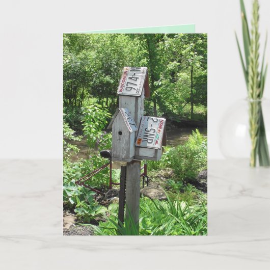 あなた考えに関するヴィンテージ・バードハウス カード (正面)