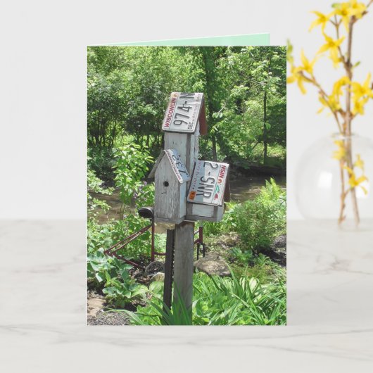 あなた考えに関するヴィンテージ・バードハウス カード (黄色い花)