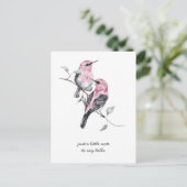 あなた考えのピンクと灰色の熱帯鳥の ポストカード (スタンド正面)