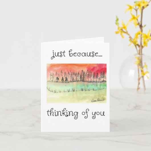 あなた考えのフォークアートの日の入絵を描り、木々 カード (黄色い花)