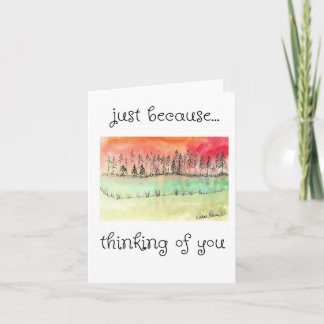 あなた考えのフォークアートの日の入絵を描り、木々 カード