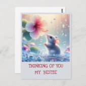 あなた考えのライトブルー神秘的なマウスハイビスカス ポストカード (正面/裏面)