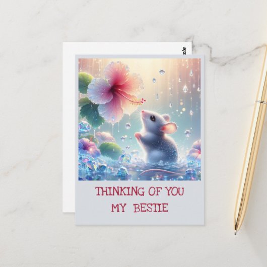 あなた考えのライトブルー神秘的なマウスハイビスカス ポストカード (正面/裏面インサイチュ)