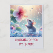 あなた考えのライトブルー神秘的なマウスハイビスカス ポストカード (正面)