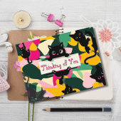 あなた考えの猫とお洒落花模様 ポストカード