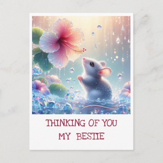 あなた考えの白い神秘的なマウスピンクのハイビスカス ポストカード (正面)