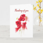 あなた考えの赤いケシの庭の花 カード (黄色い花)